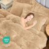 imageSasttie Fluffy Duvet Cover Queen Size Shaggy Queen Duvet Cover Fuzzy Faux Fur and Velvet Duvet Cover Set with Zipper Closure and Corner Ties  1 Duvet Cover and 2 Pillowcases Camel