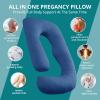 imageSasttie Pregnancy Pillows for Sleeping U Shaped Cooling Full Body Pillow with Removable Cover Pregnant Women Must Haves Maternity Essential Light GreyNavy