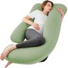 imageSasttie Pregnancy Pillows for Sleeping U Shaped Cooling Full Body Pillow with Removable Cover Pregnant Women Must Haves Maternity Essential Light GreyGreen