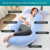 imageSasttie Pregnancy Pillows for Sleeping U Shaped Cooling Full Body Pillow with Removable Cover Pregnant Women Must Haves Maternity Essential Light GreyLight Blue