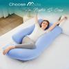imageSasttie Pregnancy Pillows for Sleeping U Shaped Cooling Full Body Pillow with Removable Cover Pregnant Women Must Haves Maternity Essential Light GreyLight Blue