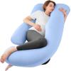 imageSasttie Pregnancy Pillows for Sleeping U Shaped Cooling Full Body Pillow with Removable Cover Pregnant Women Must Haves Maternity Essential Light GreyLight Blue