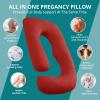 imageSasttie Pregnancy Pillows for Sleeping U Shaped Cooling Full Body Pillow with Removable Cover Pregnant Women Must Haves Maternity Essential Light GreyRed