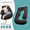 imageSasttie Pregnancy Pillows for Sleeping U Shaped Cooling Full Body Pillow with Removable Cover Pregnant Women Must Haves Maternity Essential Light GreyBlack