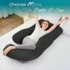 imageSasttie Pregnancy Pillows for Sleeping U Shaped Cooling Full Body Pillow with Removable Cover Pregnant Women Must Haves Maternity Essential Light GreyBlack