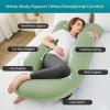 imageSasttie Pregnancy Pillows for Sleeping U Shaped Cooling Full Body Pillow with Removable Cover Pregnant Women Must Haves Maternity Essential Light GreyGreen