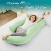 imageSasttie Pregnancy Pillows for Sleeping U Shaped Cooling Full Body Pillow with Removable Cover Pregnant Women Must Haves Maternity Essential Light GreyLight Green