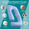 imageSasttie Pregnancy Pillows for Sleeping U Shaped Cooling Full Body Pillow with Removable Cover Pregnant Women Must Haves Maternity Essential Light GreyLight Blue