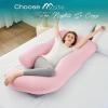 imageSasttie Pregnancy Pillows for Sleeping U Shaped Cooling Full Body Pillow with Removable Cover Pregnant Women Must Haves Maternity Essential Light GreyLight Pink