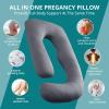 imageSasttie Pregnancy Pillows for Sleeping U Shaped Cooling Full Body Pillow with Removable Cover Pregnant Women Must Haves Maternity Essential Light GreyDark Grey