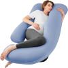 imageSasttie Pregnancy Pillows for Sleeping U Shaped Cooling Full Body Pillow with Removable Cover Pregnant Women Must Haves Maternity Essential Light GreyBlue