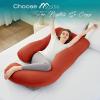 imageSasttie Pregnancy Pillows for Sleeping U Shaped Cooling Full Body Pillow with Removable Cover Pregnant Women Must Haves Maternity Essential Light GreyOrange
