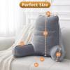 imageSasttie Reading Pillow for Bed  23 Inch Back Pillow for Bed Sitting Up BackRest Support Cushion with Side Pockets and Arms Dorm Essentials OekoTex Certified Light PinkDark Grey