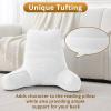 imageSasttie Reading Pillow for Bed  23 Inch Back Pillow for Bed Sitting Up BackRest Support Cushion with Side Pockets and Arms Dorm Essentials OekoTex Certified Light PinkWhite