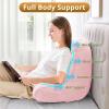 imageSasttie Reading Pillow for Bed  23 Inch Back Pillow for Bed Sitting Up BackRest Support Cushion with Side Pockets and Arms Dorm Essentials OekoTex Certified Light PinkLight Pink