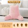 imageSasttie Reading Pillow for Bed  23 Inch Back Pillow for Bed Sitting Up BackRest Support Cushion with Side Pockets and Arms Dorm Essentials OekoTex Certified Light PinkLight Pink