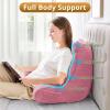 imageSasttie Reading Pillow for Bed  23 Inch Back Pillow for Bed Sitting Up BackRest Support Cushion with Side Pockets and Arms Dorm Essentials OekoTex Certified Light PinkRose Pink