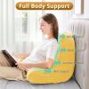 imageSasttie Reading Pillow for Bed  23 Inch Back Pillow for Bed Sitting Up BackRest Support Cushion with Side Pockets and Arms Dorm Essentials OekoTex Certified Light PinkYellow
