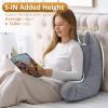 imageSasttie Reading Pillow for Bed  23 Inch Back Pillow for Bed Sitting Up BackRest Support Cushion with Side Pockets and Arms Dorm Essentials OekoTex Certified Light PinkDark Grey