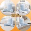 imageSasttie Reading Pillow for Bed  23 Inch Back Pillow for Bed Sitting Up BackRest Support Cushion with Side Pockets and Arms Dorm Essentials OekoTex Certified Light PinkDusty Blue
