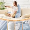 imageSasttie Reading Pillow for Bed  23 Inch Back Pillow for Bed Sitting Up BackRest Support Cushion with Side Pockets and Arms Dorm Essentials OekoTex Certified Light PinkDusty Blue