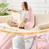 imageSasttie Reading Pillow for Bed  23 Inch Back Pillow for Bed Sitting Up BackRest Support Cushion with Side Pockets and Arms Dorm Essentials OekoTex Certified Light PinkPale Pink