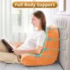 imageSasttie Reading Pillow for Bed  23 Inch Back Pillow for Bed Sitting Up BackRest Support Cushion with Side Pockets and Arms Dorm Essentials OekoTex Certified Orange