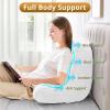 imageSasttie Reading Pillow for Bed  23 Inch Back Pillow for Bed Sitting Up BackRest Support Cushion with Side Pockets and Arms Dorm Essentials OekoTex Certified Light PinkWhite