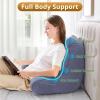 imageSasttie Reading Pillow for Bed  23 Inch Back Pillow for Bed Sitting Up BackRest Support Cushion with Side Pockets and Arms Dorm Essentials OekoTex Certified Light PinkGreyish Purple