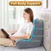 imageSasttie Reading Pillow for Bed  23 Inch Back Pillow for Bed Sitting Up BackRest Support Cushion with Side Pockets and Arms Dorm Essentials OekoTex Certified Light PinkDark Grey
