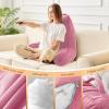 imageSasttie Reading Pillow for Bed  23 Inch Back Pillow for Bed Sitting Up BackRest Support Cushion with Side Pockets and Arms Dorm Essentials OekoTex Certified Light PinkRose Pink