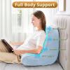 imageSasttie Reading Pillow for Bed  23 Inch Back Pillow for Bed Sitting Up BackRest Support Cushion with Side Pockets and Arms Dorm Essentials OekoTex Certified Light PinkDusty Blue