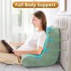 imageSasttie Reading Pillow for Bed  23 Inch Back Pillow for Bed Sitting Up BackRest Support Cushion with Side Pockets and Arms Dorm Essentials OekoTex Certified Light PinkGreen