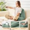 imageSasttie Reading Pillows for Sitting in Bed Adult Velvet Back Pillow Bed Sitting Up BackRest Support Cushion for Sit Up on Couch Sofa and Floor Dorm Essentials OekoTex Certified Dark GreySage