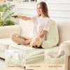 imageSasttie Reading Pillows for Sitting in Bed Adult Velvet Back Pillow Bed Sitting Up BackRest Support Cushion for Sit Up on Couch Sofa and Floor Dorm Essentials OekoTex Certified Dark GreyCream