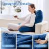 imageSasttie Reading Pillows for Sitting in Bed Adult Velvet Back Pillow Bed Sitting Up BackRest Support Cushion for Sit Up on Couch Sofa and Floor Dorm Essentials OekoTex Certified Dark GreyNavy