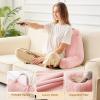 imageSasttie Reading Pillows for Sitting in Bed Adult Velvet Back Pillow Bed Sitting Up BackRest Support Cushion for Sit Up on Couch Sofa and Floor Dorm Essentials OekoTex Certified Dark GreyPeach Pink