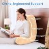 imageSasttie Reading Pillows for Sitting in Bed Adult Velvet Back Pillow Bed Sitting Up BackRest Support Cushion for Sit Up on Couch Sofa and Floor Dorm Essentials OekoTex Certified Dark GreyCamel