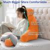 imageSasttie Reading Pillows for Sitting in Bed Adult Velvet Back Pillow Bed Sitting Up BackRest Support Cushion for Sit Up on Couch Sofa and Floor Dorm Essentials OekoTex Certified Dark GreyOrange