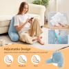 imageSasttie Reading Pillows for Sitting in Bed Adult Velvet Back Pillow Bed Sitting Up BackRest Support Cushion for Sit Up on Couch Sofa and Floor Dorm Essentials OekoTex Certified Dark GreyDusty Blue