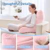 imageSasttie Reading Pillows for Sitting in Bed Adult Velvet Back Pillow Bed Sitting Up BackRest Support Cushion for Sit Up on Couch Sofa and Floor Dorm Essentials OekoTex Certified Dark GreyPink