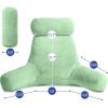 imageSasttie Reading Pillows for Sitting in Bed Adult Velvet Back Pillow Bed Sitting Up BackRest Support Cushion for Sit Up on Couch Sofa and Floor Dorm Essentials OekoTex Certified Dark GreyLight Green