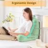 imageSasttie Reading Pillows for Sitting in Bed Adult Velvet Back Pillow Bed Sitting Up BackRest Support Cushion for Sit Up on Couch Sofa and Floor Dorm Essentials OekoTex Certified Dark GreyLight Green