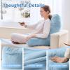 imageSasttie Reading Pillows for Sitting in Bed Adult Velvet Back Pillow Bed Sitting Up BackRest Support Cushion for Sit Up on Couch Sofa and Floor Dorm Essentials OekoTex Certified Dark GreyDusty Blue