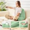 imageSasttie Reading Pillows for Sitting in Bed Adult Velvet Back Pillow Bed Sitting Up BackRest Support Cushion for Sit Up on Couch Sofa and Floor Dorm Essentials OekoTex Certified Dark GreyLight Green