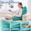 imageSasttie Reading Pillows for Sitting in Bed Adult Velvet Back Pillow Bed Sitting Up BackRest Support Cushion for Sit Up on Couch Sofa and Floor Dorm Essentials OekoTex Certified Dark GreyTeal Cyan