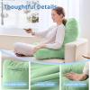 imageSasttie Reading Pillows for Sitting in Bed Adult Velvet Back Pillow Bed Sitting Up BackRest Support Cushion for Sit Up on Couch Sofa and Floor Dorm Essentials OekoTex Certified Dark GreyLight Green
