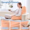 imageSasttie Reading Pillows for Sitting in Bed Adult Velvet Back Pillow Bed Sitting Up BackRest Support Cushion for Sit Up on Couch Sofa and Floor Dorm Essentials OekoTex Certified Dark GreyLight Salmon