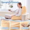 imageSasttie Reading Pillows for Sitting in Bed Adult Velvet Back Pillow Bed Sitting Up BackRest Support Cushion for Sit Up on Couch Sofa and Floor Dorm Essentials OekoTex Certified Dark GreyCamel