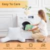 imageSasttie Reading Pillows for Sitting in Bed Adult Velvet Back Pillow Bed Sitting Up BackRest Support Cushion for Sit Up on Couch Sofa and Floor Dorm Essentials OekoTex Certified Dark GreyLight Green